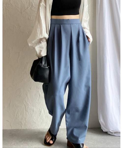 オーバーサイズ ハイウエスト スラックス ワイドパンツ She's Closet スラックス パンツ ハイウエストタック入りワイド
