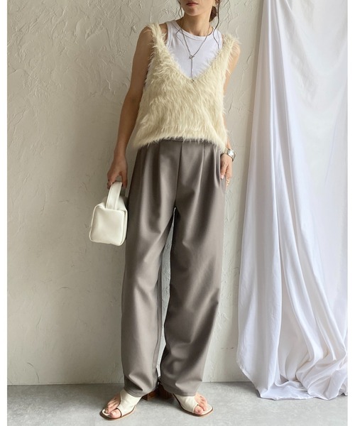 She's Closet スラックス パンツ ハイウエストタック入りワイド