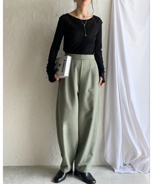 スコットクラブ購入 ハイウエスト タック入りパンツ キレイ目 She's Closet スラックス パンツ ハイウエストタック入りワイド