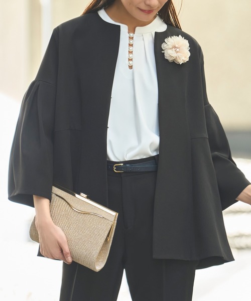 RUIRUE BOUTIQUE セットアップ ノーカラーフレアースリーブパンツ