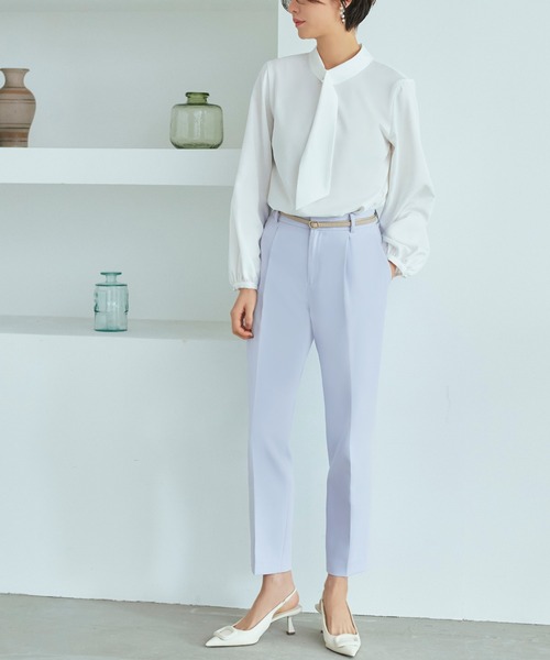 RURIUE BOUTIQUE ノーカラーフレアースリーブスーツ ピンクベージュ RUIRUE BOUTIQUE（ルイルエブティック） セットアップ ノーカラー