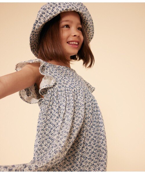 PETIT BATEAU ワンピース ダブルガーゼフラワープリント