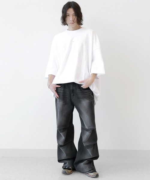 minsobi（ミンソビ） tシャツ モノトーンビッグサークル半袖T オーバー 