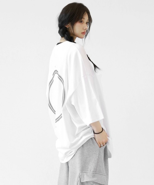 minsobi（ミンソビ） tシャツ モノトーンビッグサークル半袖T オーバー 
