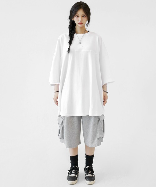 minsobi（ミンソビ） tシャツ モノトーンビッグサークル半袖T オーバー