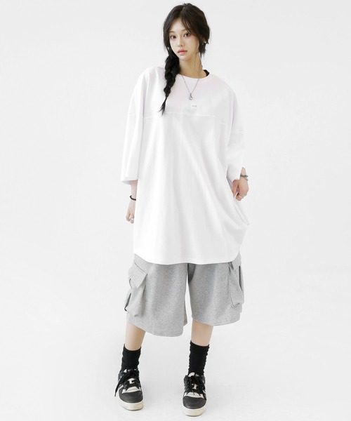 minsobi（ミンソビ） tシャツ モノトーンビッグサークル半袖T オーバー 