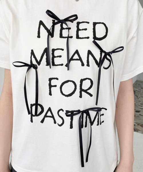 tシャツ リボン付きロゴプリント半袖Tシャツ レディース : ZOZOTOWN