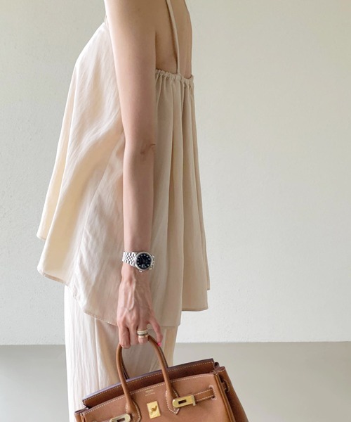 美品 ameri vintageキャミソール＆パンツセット ストライプ セール】【セットアップ】タックデザインキャミソール＆ワイド