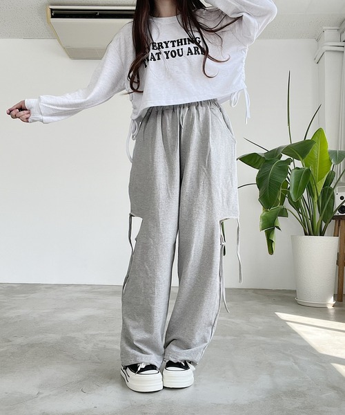 Nana ワイドパンツ パンツ スリットダメージパンツ レディース