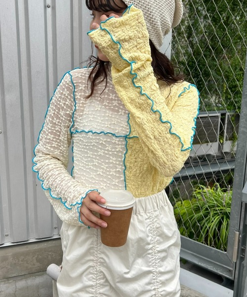 tシャツ 「HELLO.SANFRANCISCO」コラボ配色レースメロウTEE レディース HELLO.SANFRANCISCO tシャツ 「HELLO.SANFRANCISCO」コラボ配色