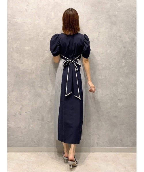 And Couture ワンピース 配色パイピングVネックワンピース