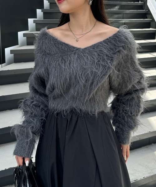 chika　セーター 受注制【Chikashitsu +】front hook long sleeve knit (4color