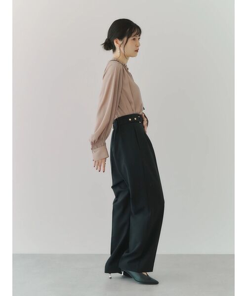 パンツ スラックス サイドベルテッドパンツ レディース : 85725278 