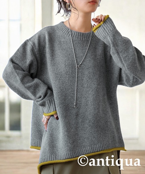 antiqua（アンティカ） ニット セーター 配色アシメニット レディース