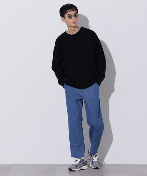 メンズ デニムパンツ ストレートパンツ 個性派 大きめ H00272 Apo（s）ture ジーンズ THOM-002/デニムダブルニーストレート