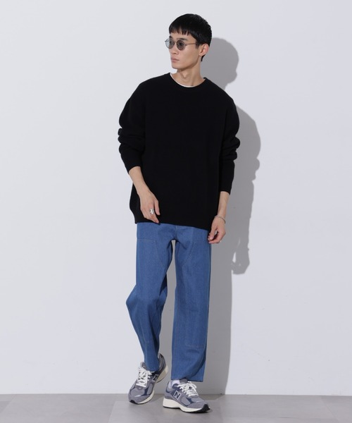 メンズ デニムパンツ ストレートパンツ 個性派 大きめ H00272 Apo(s)ture ジーンズ THOM-002/デニムダブルニーストレート