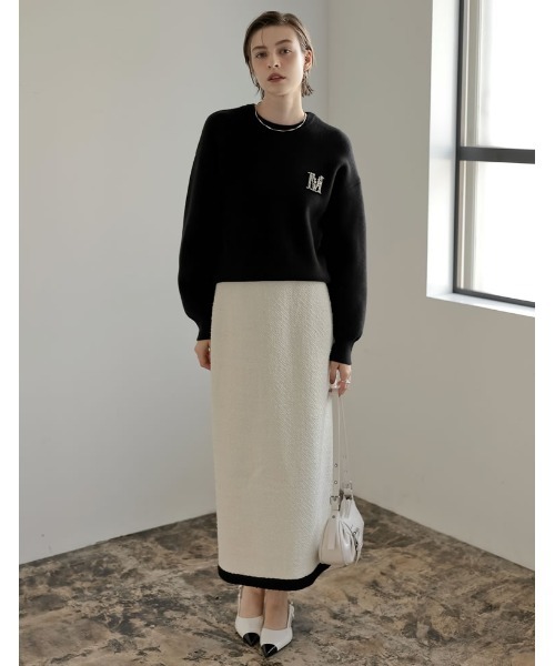 ニット セーター 「2024-25 WINTER COLLECTION」「MEISM by Re:EDIT」ビジューエンブレムニットトップス レディー MEISM ニット セーター 「2024-25 WINTER COLLECTION」「MEISM