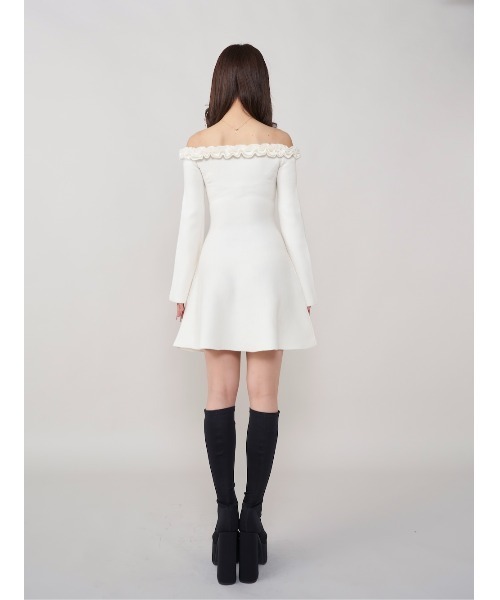 【アオミドロ】Darich ハーフジップリブニットミニワンピース アオミドロ】Darich ハーフジップリブニットミニワンピース
