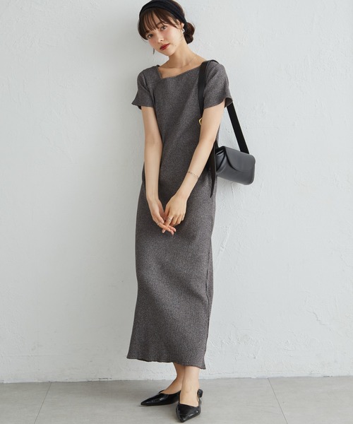 【値下げ中】amerge.半袖リブワンピース RANAN（ラナン） ワンピース 夏 半袖 「26SS新色追加」全骨格細見え