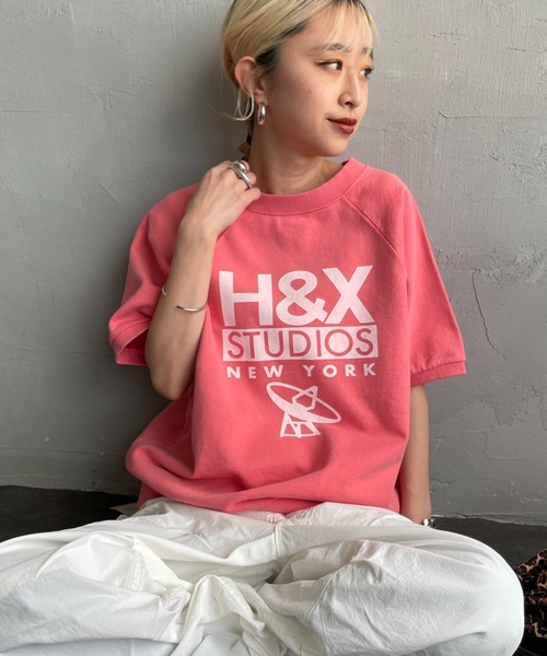 トレーナー スウェット 「VERY 5月号掲載」「HANDTEX/ハンドテックス」 別注 ロゴプリント ラグランスリーブスウェット レディース