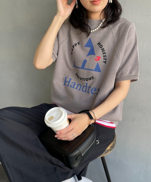 トレーナー スウェット 「VERY 5月号掲載」「HANDTEX/ハンドテックス」 別注 ロゴプリント ラグランスリーブスウェット レディース HANDTEX トレーナー スウェット 「VERY 5月号掲載」「HANDTEX