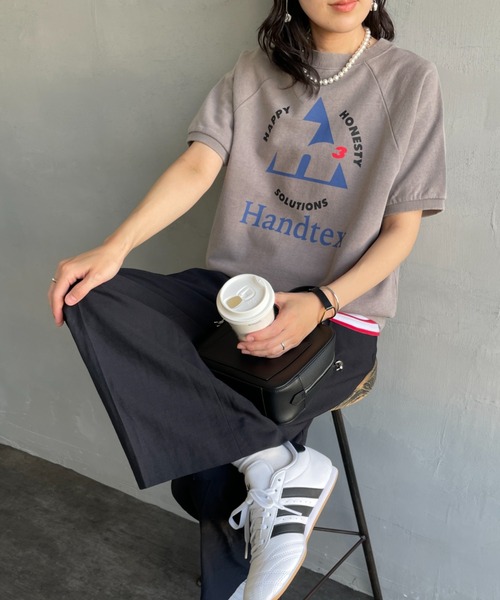 トレーナー スウェット 「VERY 5月号掲載」「HANDTEX/ハンドテックス」 別注 ロゴプリント ラグランスリーブスウェット レディース VERY 5月号掲載】[HANDTEX/ハンドテックス] 別注 ロゴプリント
