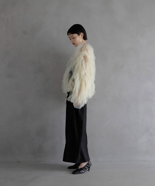 ブラウス シャツ Tulle blouse　　チュールブラウス レディース MINERTE ブラウス シャツ 「MINERTE」「オケージョン」 ruffled