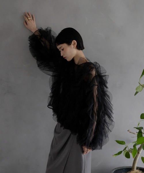 ブラウス シャツ FRILL TULLE TOPS レディース MINERTE ブラウス シャツ 「MINERTE」「オケージョン」 ruffled