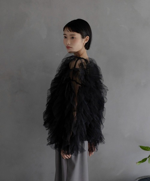 ブラウス シャツ 「MINERTE」「オケージョン」 ruffled tulle blouse / フリルチュールブラウス レディース MINERTE ブラウス シャツ 「MINERTE」「オケージョン」 ruffled