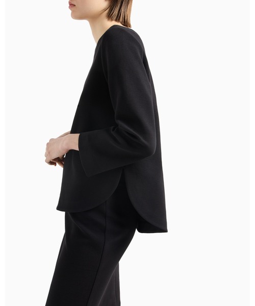 ニット セーター 「エンポリオ アルマーニ」セーター オットマンジャージー サイドスリット レディース EMPORIO ARMANI ニット セーター 「エンポリオ アルマーニ