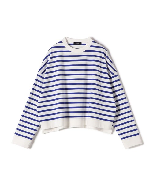 tシャツ SHIPS Primary Navy Label:コットン ボーダー クルーネック プルオーバー レディース