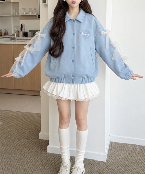 カバーオール 「HOOK」for girls チェリー刺繍チュールリボン付き 