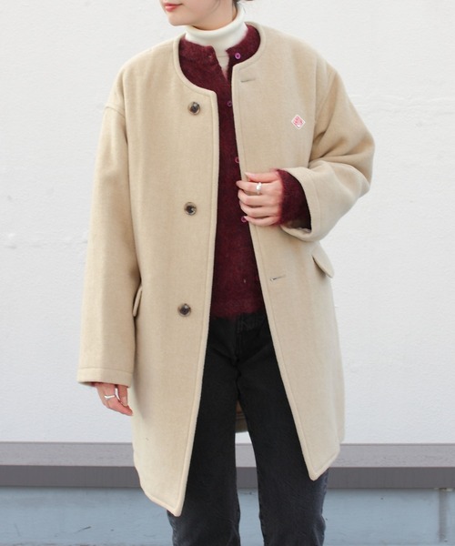 Danton（ダントン） ノーカラーコート 38 ベージュ レディース