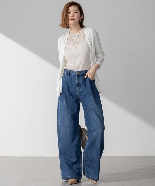 【大きめサイズ】23区DENIM ブルー ストレートデニム 46サイズ 23区 ジーンズ デニム デニムパンツ 「Oggi6月号掲載/接触冷感