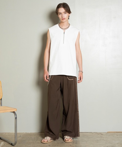 Forte（ファッション） tシャツ Side Slit Zip No-sleeve T