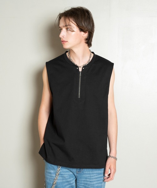 Forte（ファッション） tシャツ Side Slit Zip No-sleeve T