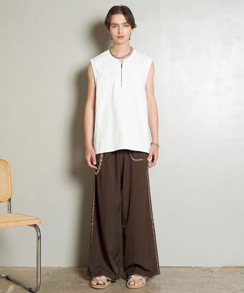 Forte tシャツ Side Slit Zip No-sleeve T-shirts/ジップノースリーブT