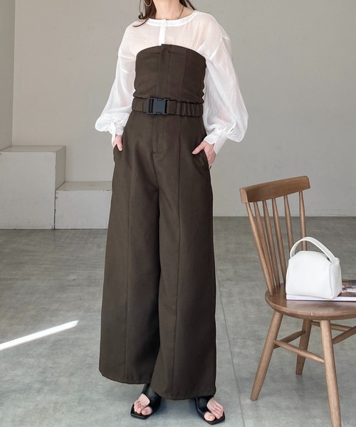 She's Closet サロペット オーバーオール フロントジップベルト