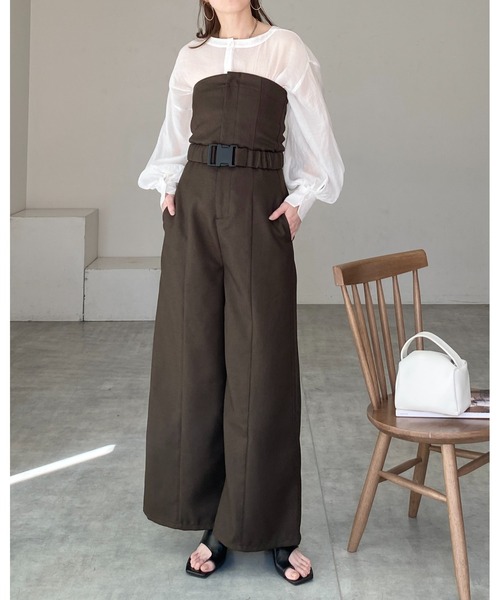 She's Closet サロペット オーバーオール フロントジップベルト