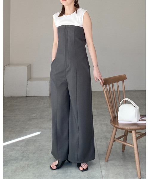 サロペット・オーバーオール・オールインワン eaphi front belt high waist salopette She's Closet サロペット オーバーオール フロントジップベルト