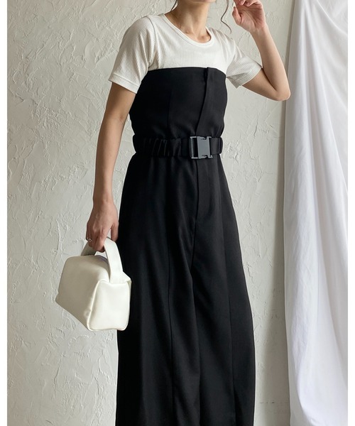 She's Closet サロペット オーバーオール フロントジップベルト付き