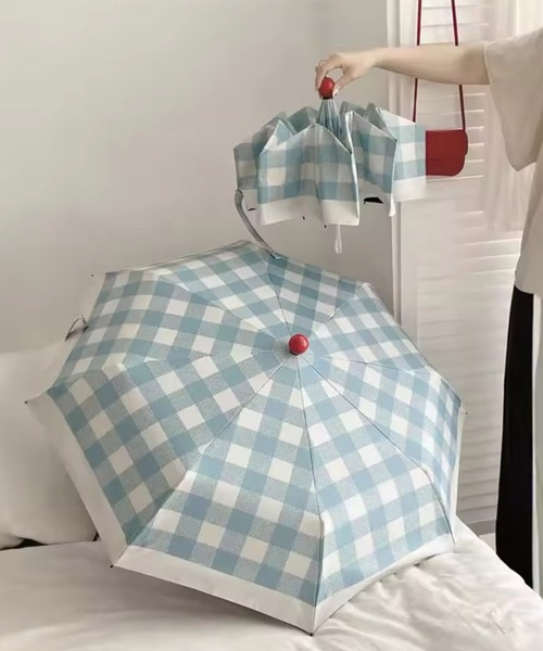 FORME 晴雨兼用折りたたみ日傘　ギンガムチェック なごみや 晴雨兼用 日傘 雨傘 because 折りたたみ傘 ギンガム