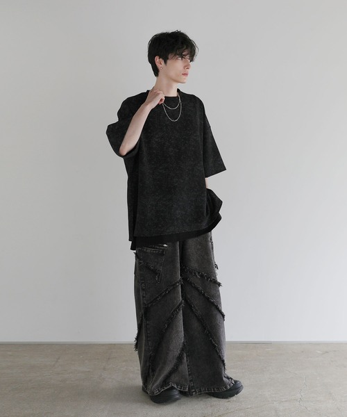 LILL（リル） ジーンズ ルーズシルエットウォッシュドフリンジジップ