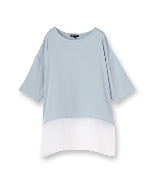 tシャツ 「洗える」裾シアー半袖トップス レディース INDIVI tシャツ 「洗える」裾シアー半袖トップス レディース