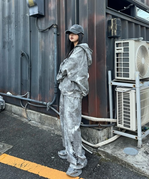 KsGパーカー KsG 「KsG」 ジップアップパーカー LARGE グレー レディース