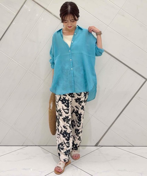URBAN RESEARCH DOORS ブラウス シャツ ラミー混ルーズシャツ