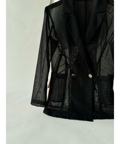 ジャケット テーラードジャケット メッシュダブルテーラージャケット 秋服 レディースの画像