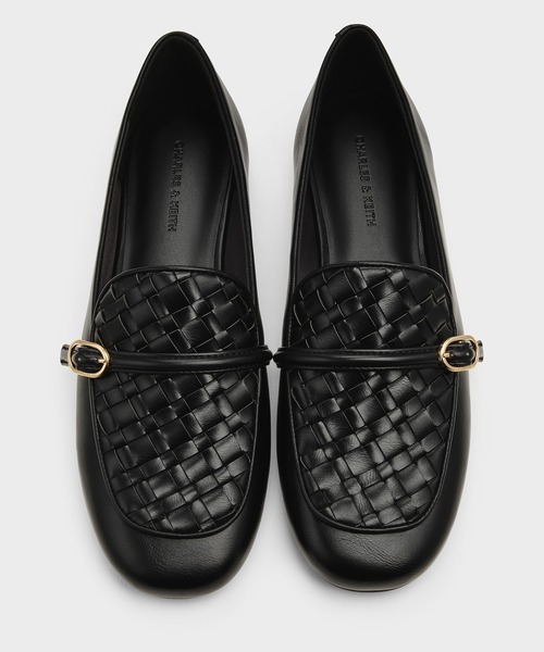Charles&keith ローファー 23.5〜24cm（37） ハンドバッグ CHARLES ＆ KEITH（チャールズ&キース） ローファー ウーブン バックル