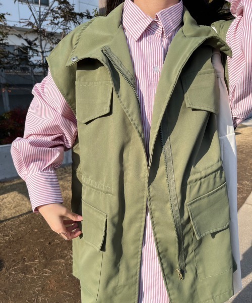 「nemne store」 ベスト SMALL カーキ レディース