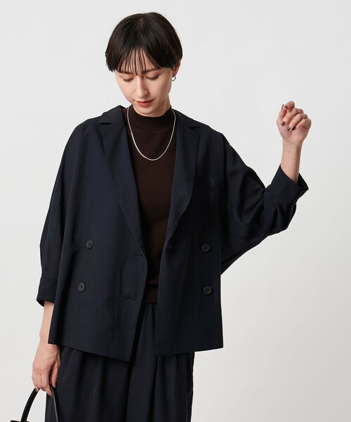 UNITED ARROWS ドルマンスリーブ　ブラウスジャケット38ネイビー UNITED ARROWS ドルマンスリーブ ブラウスジャケット38ネイビー
